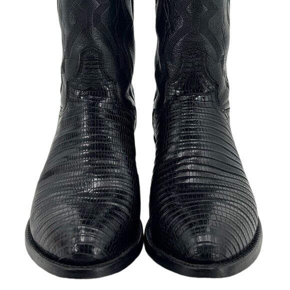 Vintage El Dorado Exotic Black Teju Lizard Cowboy Boots Mens size 9 Western 9550 - Picture 2 of 16